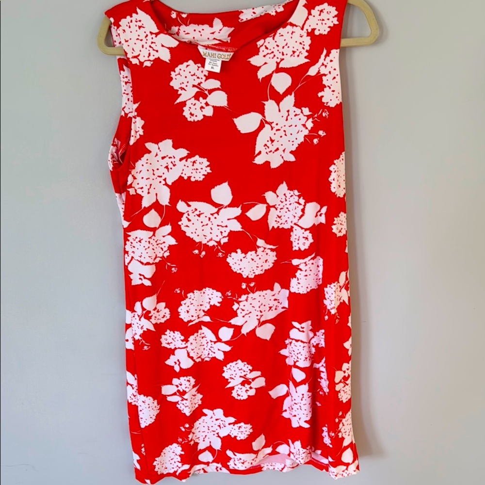 MAHI GOLD Red and White Floral Dress